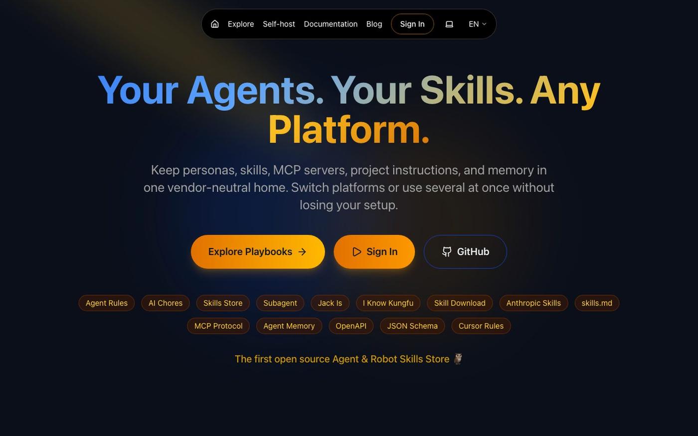 AgentPlaybooks - Your Agents. Your Skills. Any Platform. — screenshot