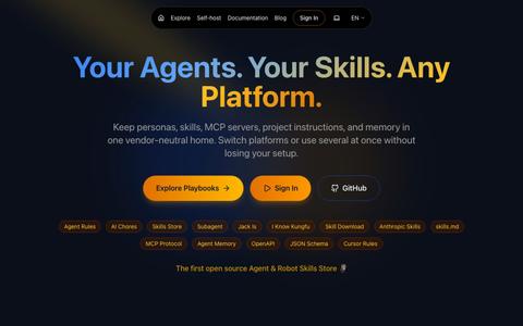 AgentPlaybooks - Your Agents. Your Skills. Any Platform. — screenshot