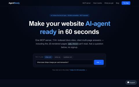 Make Any Website Queryable by AI Agents — AgentReady — screenshot