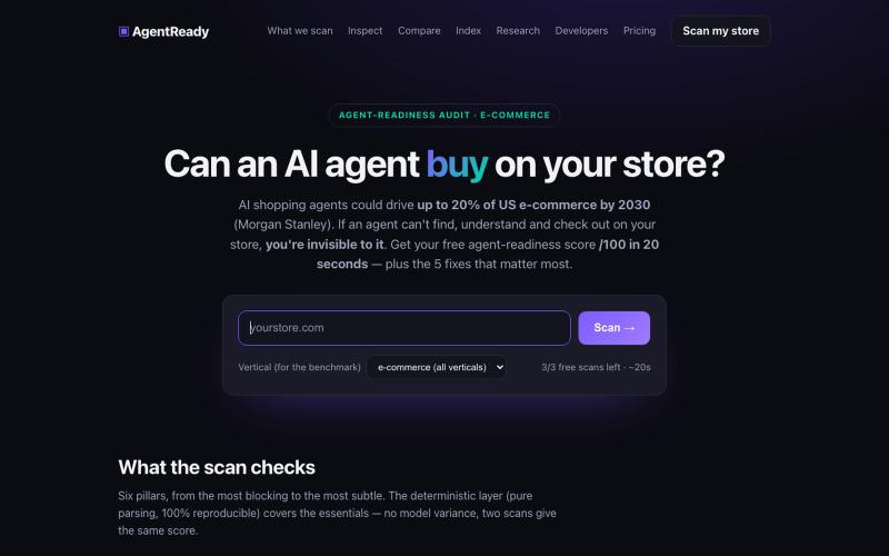 AgentReady — is your store ready for AI agents? — screenshot