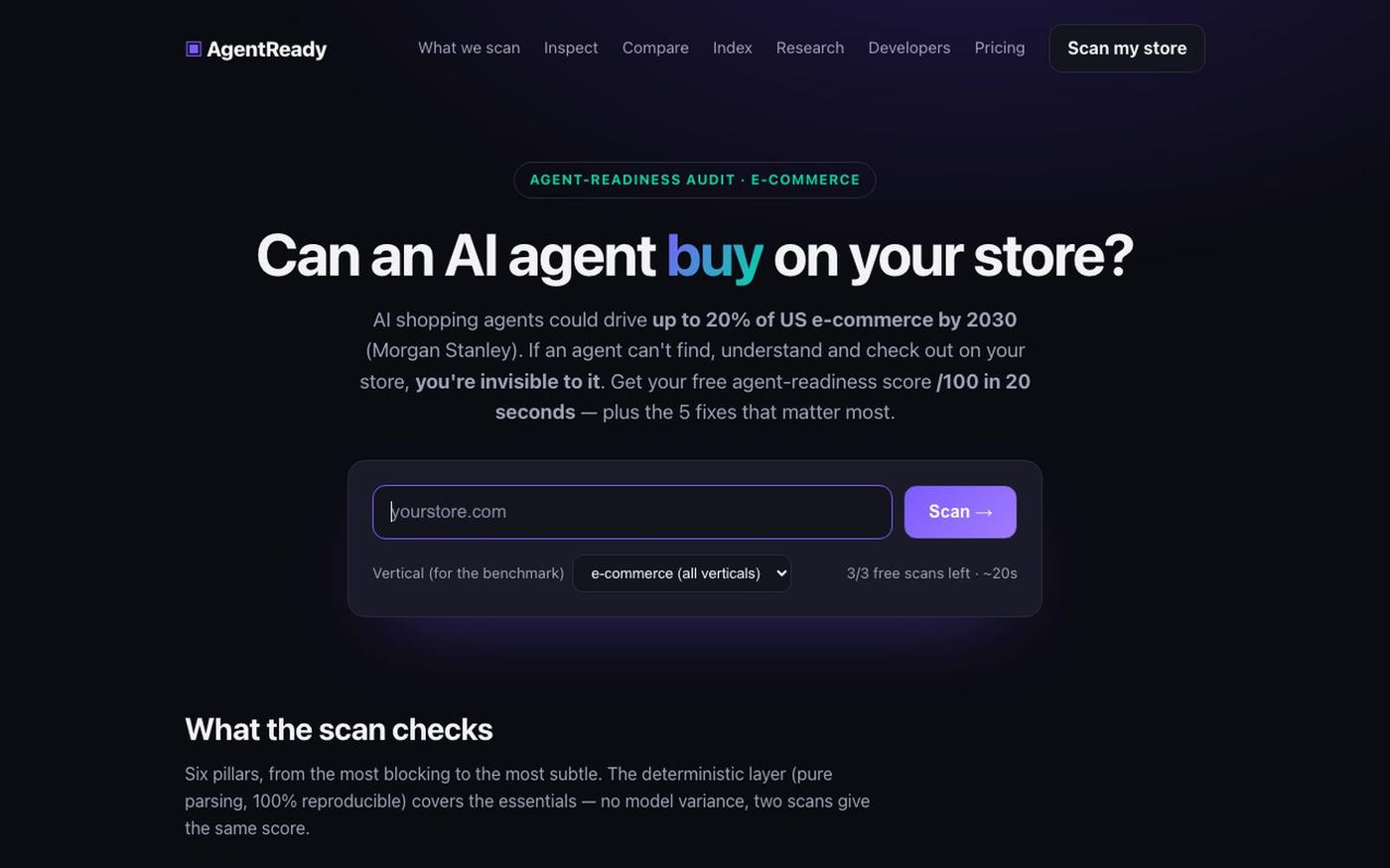 AgentReady — is your store ready for AI agents? — screenshot