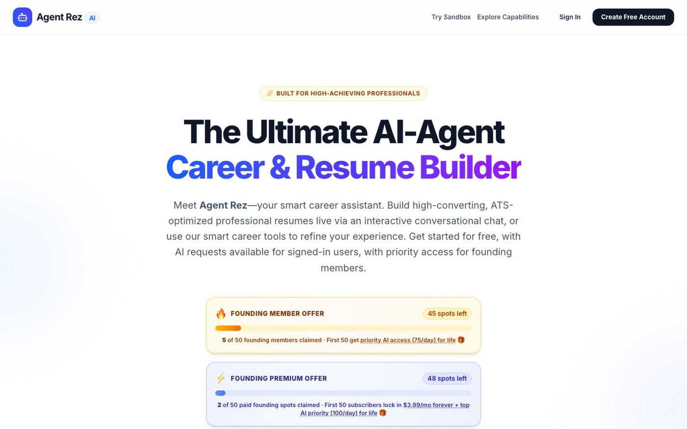 Agent Rez AI — Free Resume Builder & ATS Templates — screenshot
