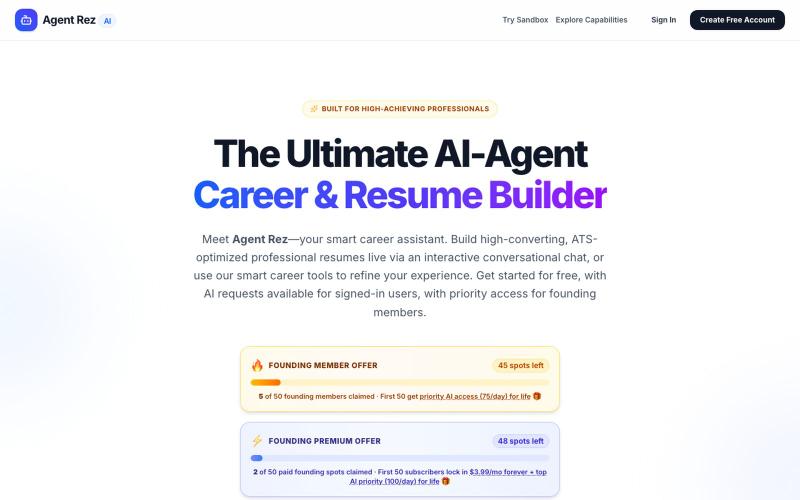 Agent Rez AI — Free Resume Builder & ATS Templates — screenshot