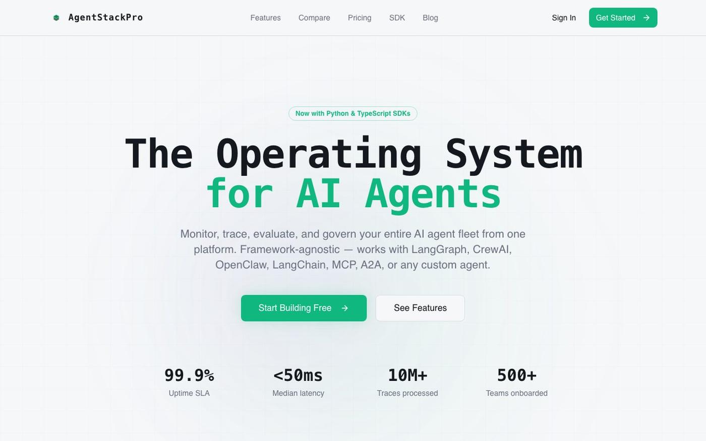 AgentStackPro — AI Agent Orchestration Platform — screenshot