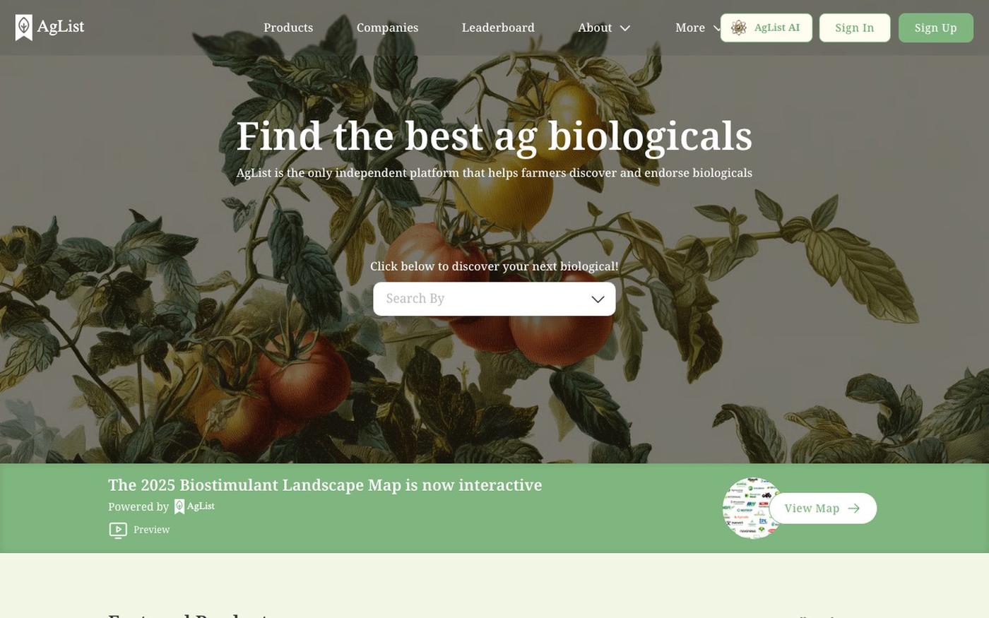 Find the best ag biologicals | AgList — screenshot