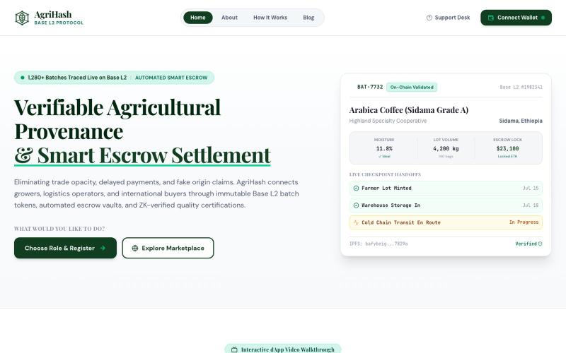 AgriHash — Decentralized Agricultural Supply Chain & Trade Protocol — screenshot
