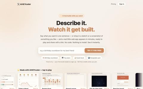 AIHEYcoder · describe it, see it — screenshot