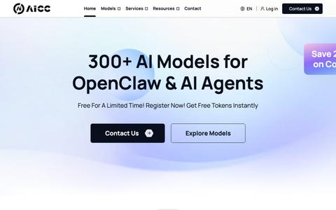 AICC - 300+ AI Models with One API - Save up to 80% - AI.cc — screenshot