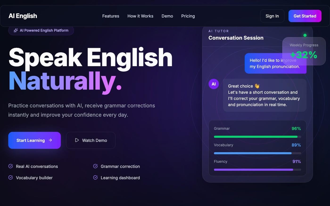 AI English Tutor — screenshot
