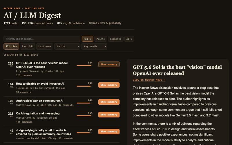 HN AI/LLM Digest — screenshot