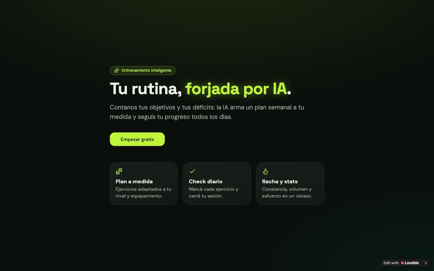 Forja | Tu rutina con IA y progreso diario — screenshot