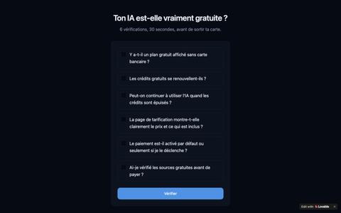Ton IA est-elle vraiment gratuite ? — Test en 30 secondes — screenshot