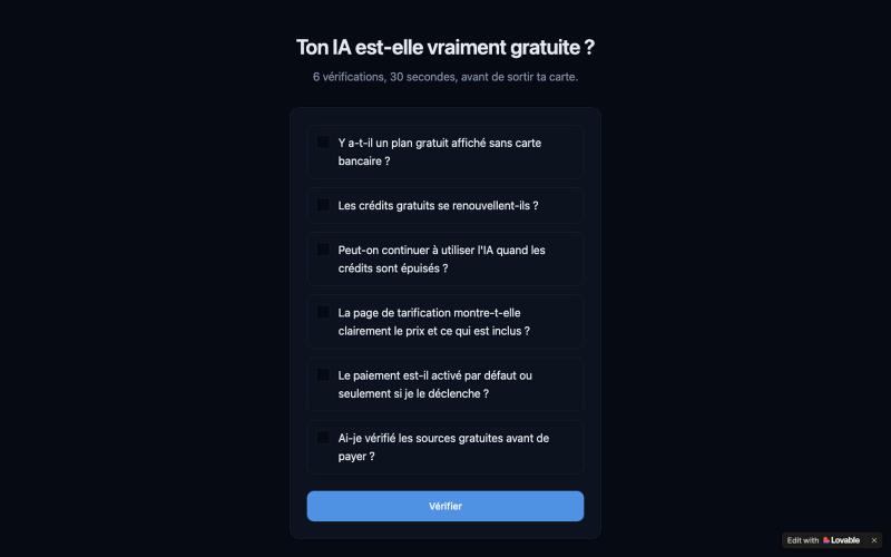 Ton IA est-elle vraiment gratuite ? — Test en 30 secondes — screenshot