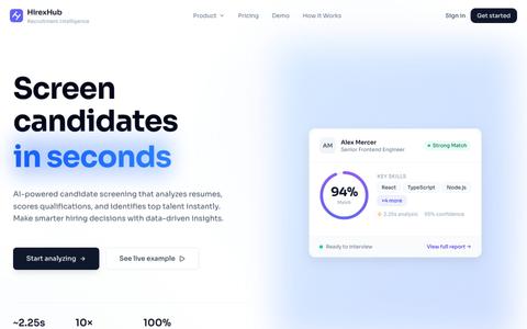 AI CV Analyzer & Candidate Screening | AI.HireXHub — screenshot