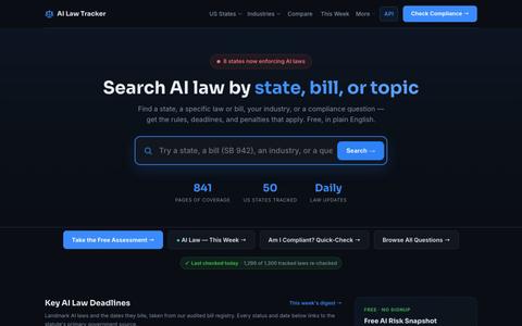 AI Law Tracker — US AI Compliance Knowledge Hub — screenshot