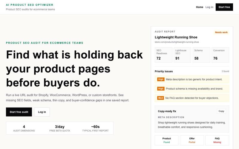 AI Product SEO Optimizer — screenshot