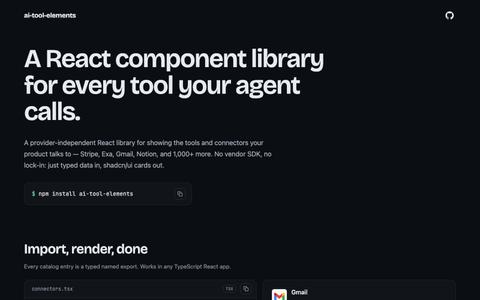 ai-tool-elements — typed React cards for every tool your AI calls — screenshot