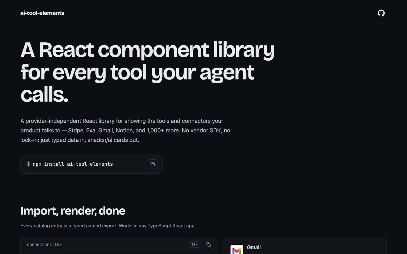 ai-tool-elements — typed React cards for every tool your AI calls — screenshot