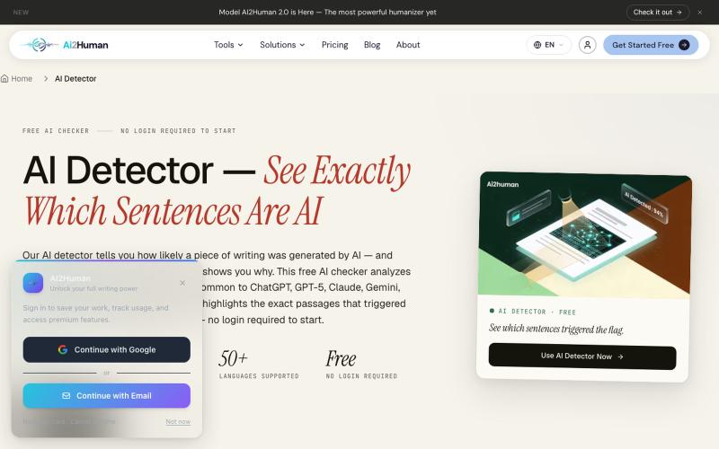 AI Detector — Free AI Checker for ChatGPT, GPT-5 & Claude — screenshot