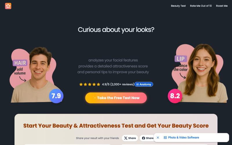 Free AI Beauty & Attractiveness Test: Get Your Precise Beauty Rating Instantly — screenshot