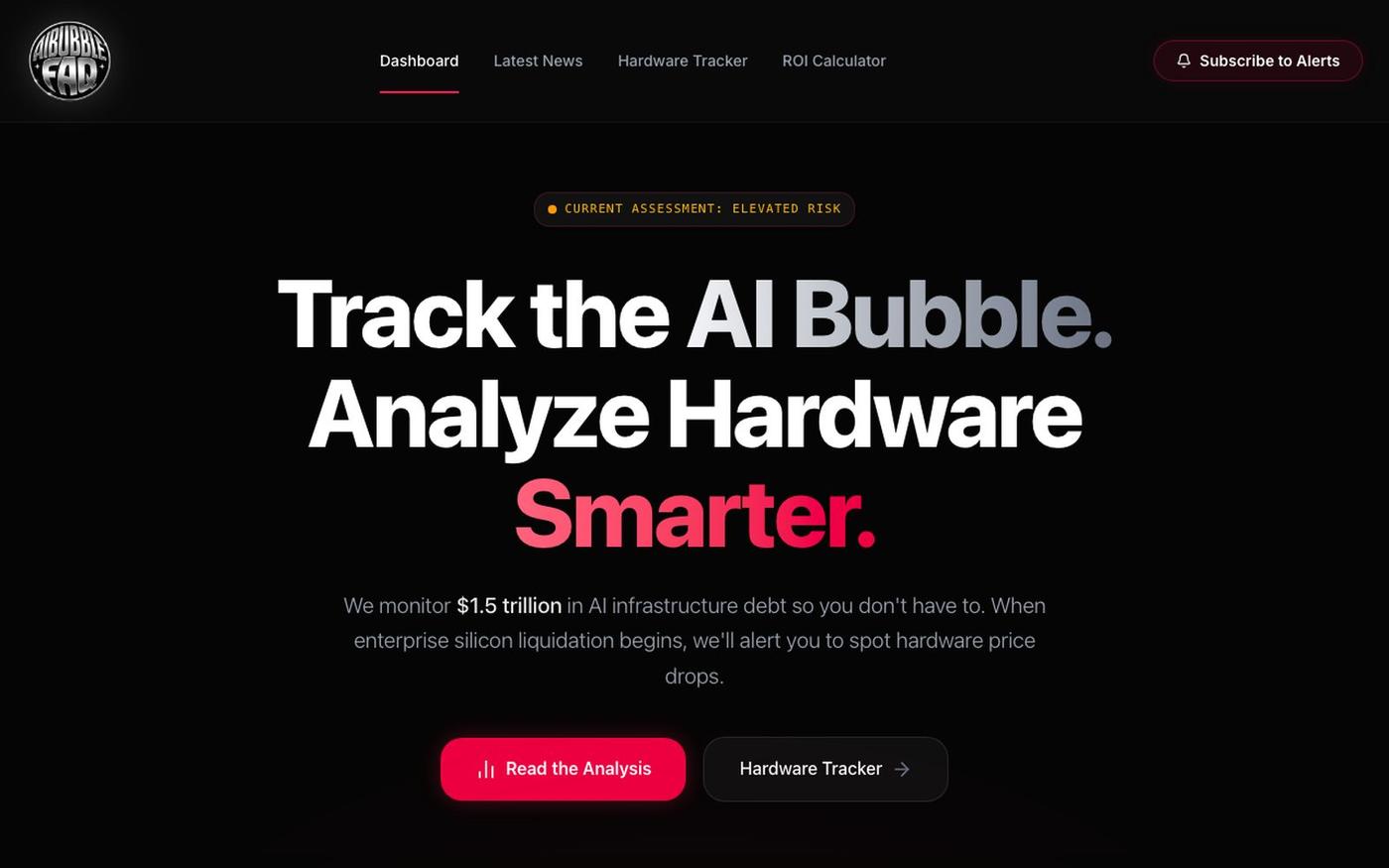 AI Bubble Tracker: Is the AI Bubble Bursting? | AIBubbleFAQ — screenshot