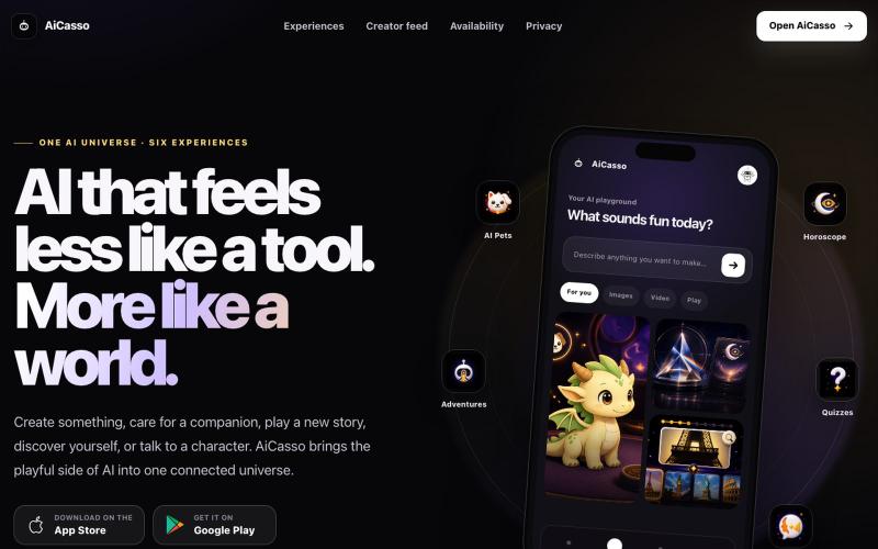 AiCasso — One AI Universe, Six Experiences — screenshot