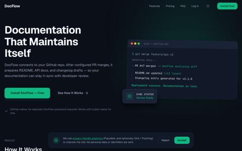 Home — AI Code Documentation Generator | DocFlow — screenshot