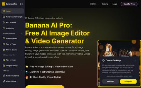 Banana AI Pro: Try Free AI Image Editor & Video Generator — screenshot