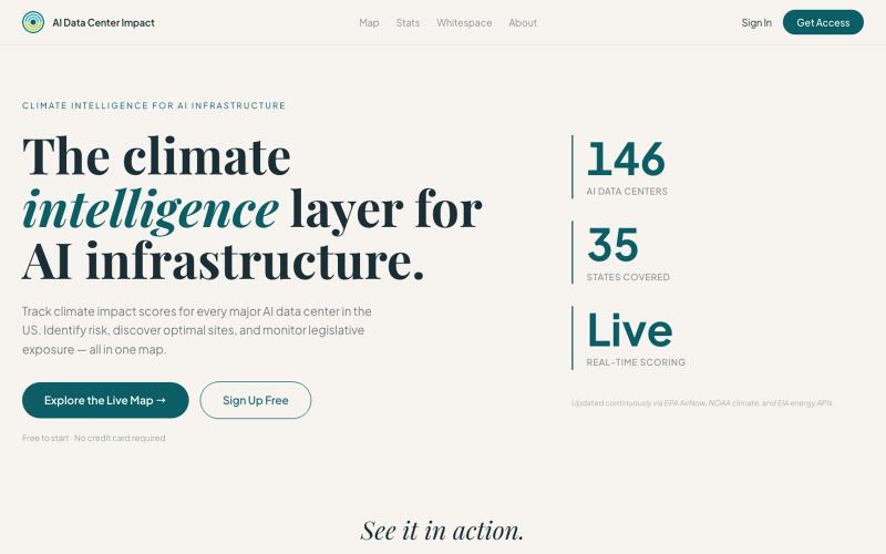 Data Center Climate Risk Intelligence | AI DC Impact — screenshot