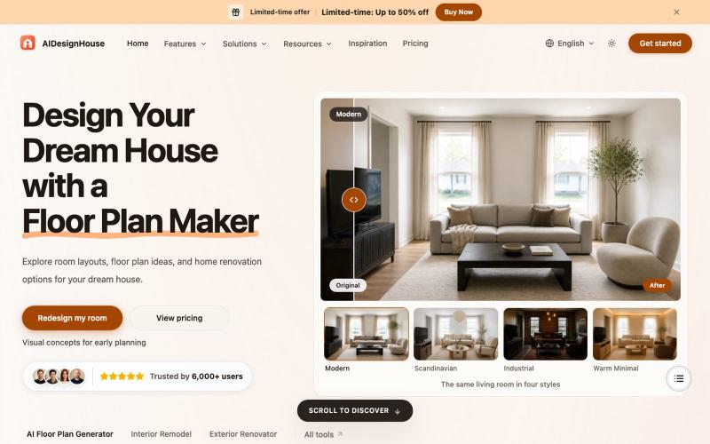 AI Home Design & Floor Plan Maker for Your Home | AIDesignHouse — screenshot