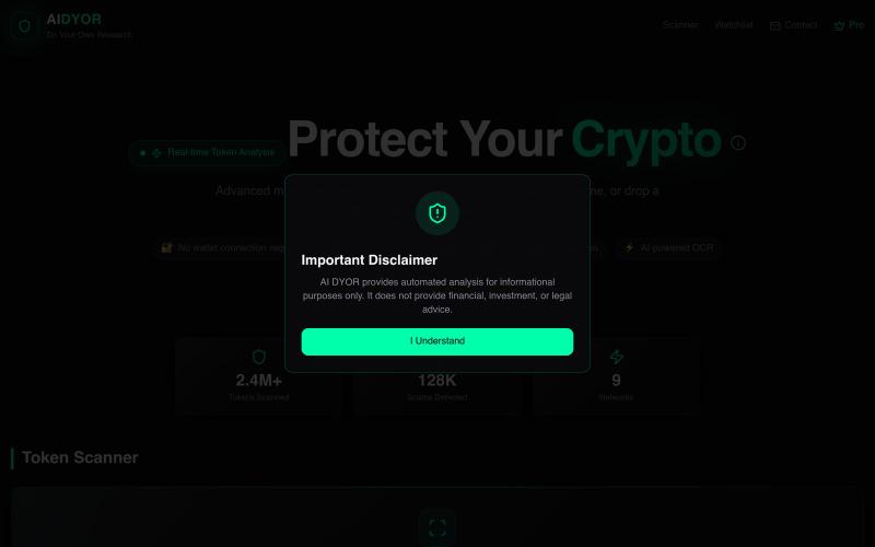 AIDYOR - AI Crypto Scanner — screenshot