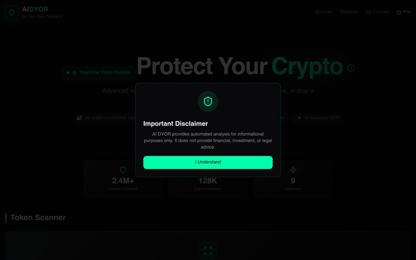 AIDYOR - AI Crypto Scanner — screenshot