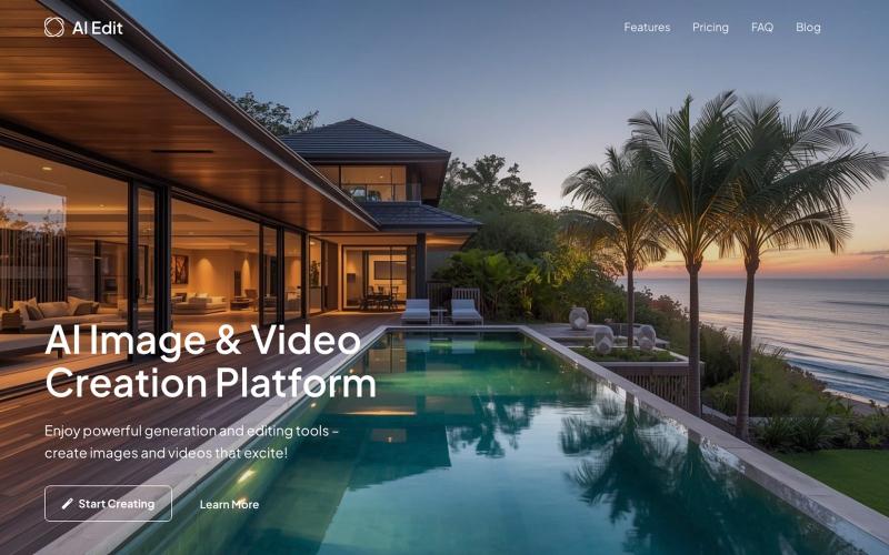 AI Edit: Image & Video Creation Platform | 100+ AI Models | 20+ AI Tools — screenshot
