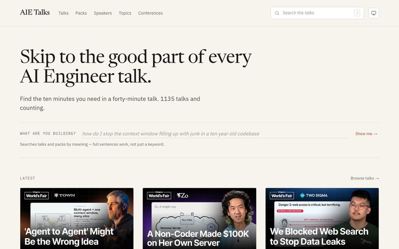 AIE Talks — screenshot