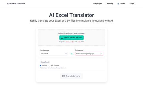 AI Excel Translator - Translate Excel Files with AI — screenshot