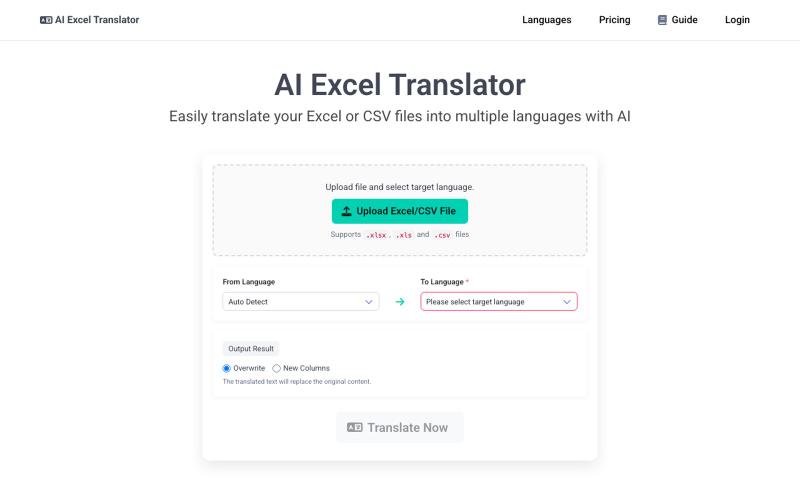 AI Excel Translator - Translate Excel Files with AI — screenshot