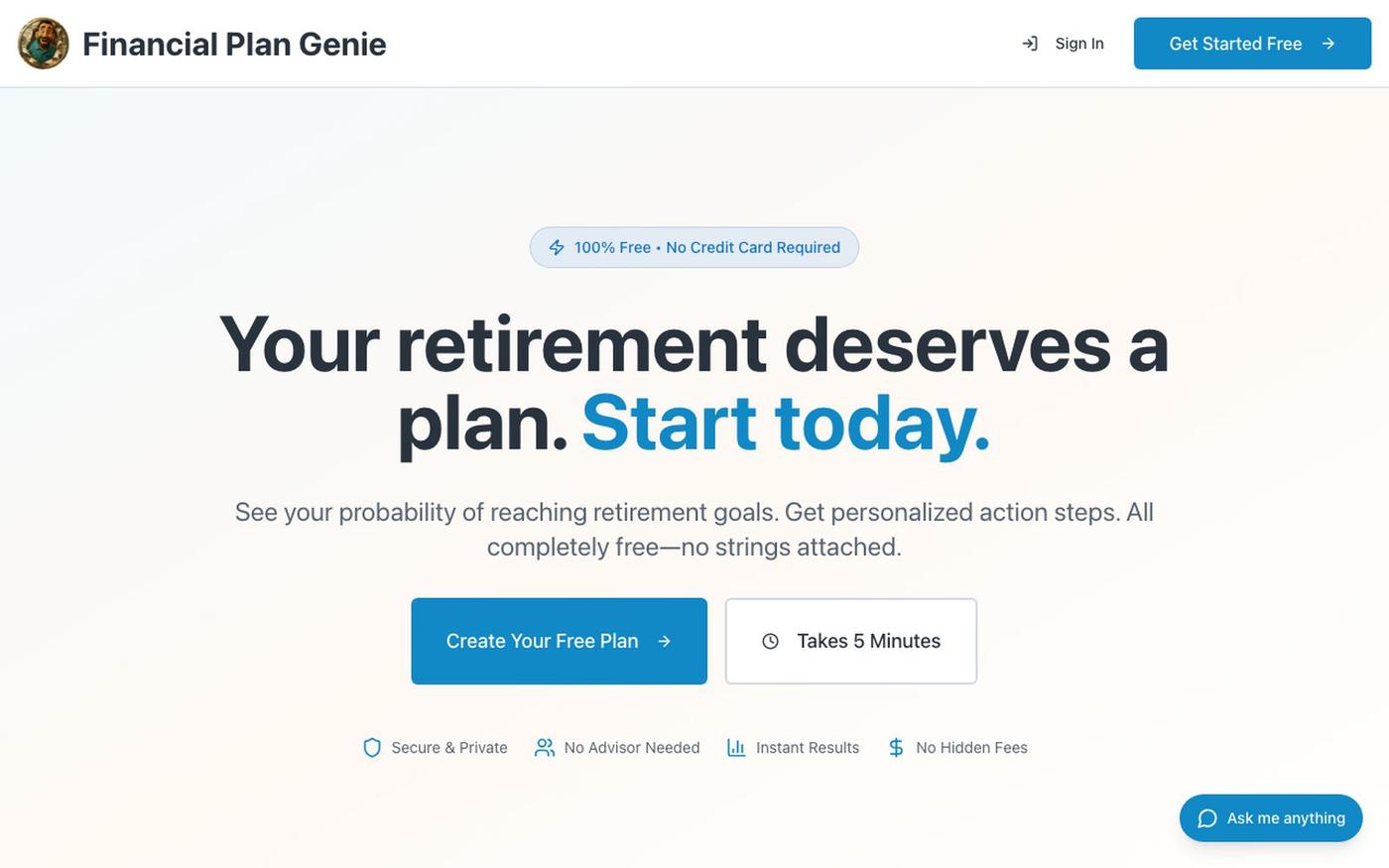 Financial Plan Genie - Free Retirement Planning Tool — screenshot