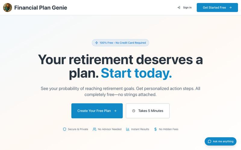 Financial Plan Genie - Free Retirement Planning Tool — screenshot