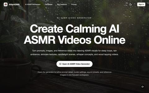 AI ASMR Video Generator Online | Create Calming Videos — screenshot
