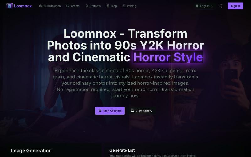 Loomnox - Cinematic Horror AI Photo Editor — screenshot