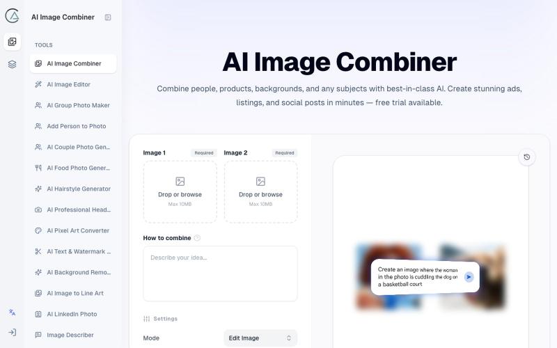 AI Image Combiner - Merge Two Photos into One Online Free — screenshot