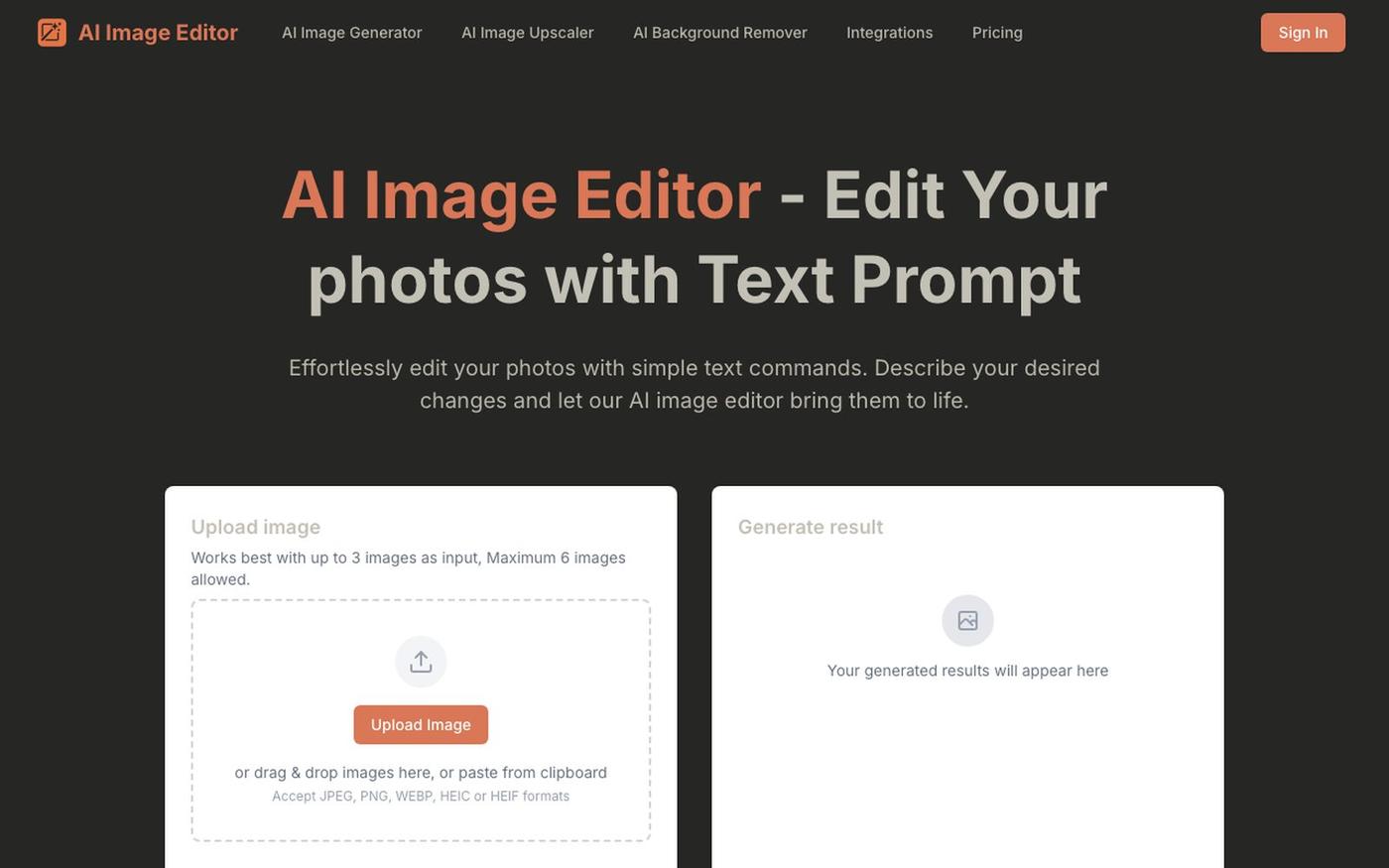 AI Image Editor - Edit photo with text prompt — screenshot