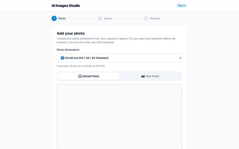 AI Images Studio — Professional Passport & Visa Photos in Seconds — screenshot