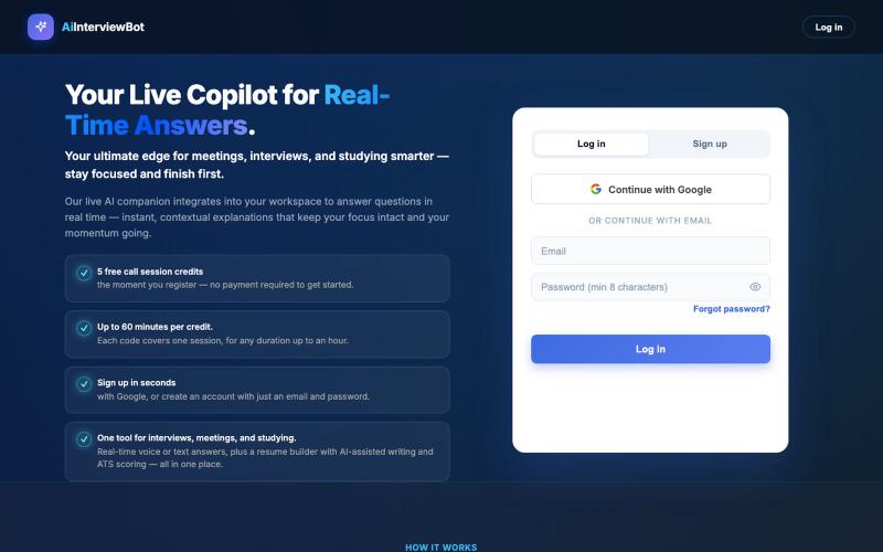 AiInterviewBot — Real-Time AI Interview & Meeting Copilot — screenshot