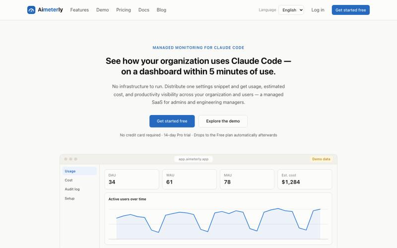 Claude Code usage analytics & cost tracking | Aimeterly — screenshot