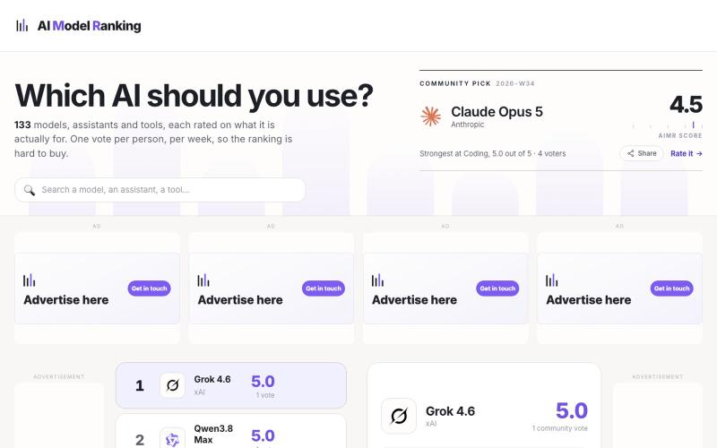 AIMR · AI Model Ranking — screenshot