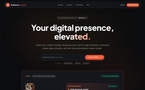 AInfluence Studio — Build Your Creator Business — screenshot