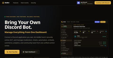 AioBot — Your bot, hosted and managed — screenshot