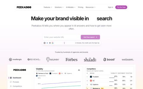 Peekaboo | AI Visibility &amp; Analytics tool for AI SEO. — screenshot