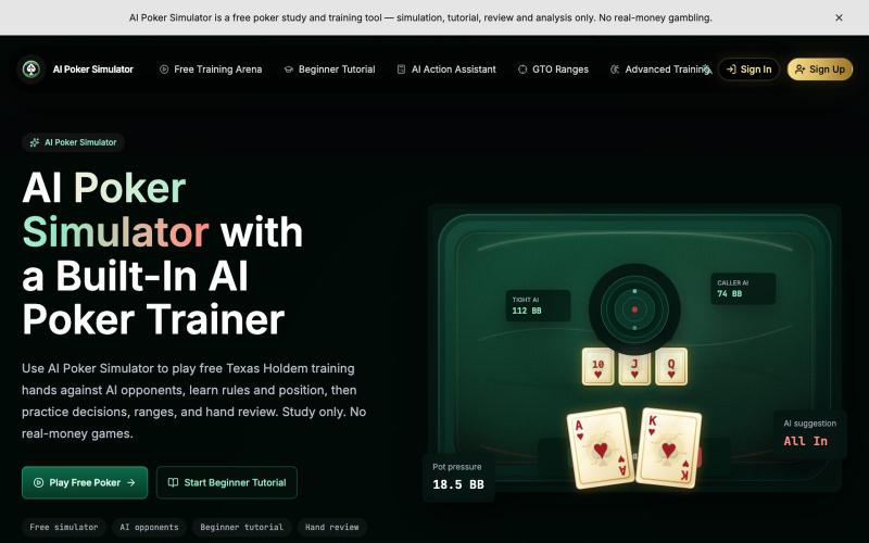 AI Poker Simulator for Free Poker Training | AI Poker Trainer — screenshot
